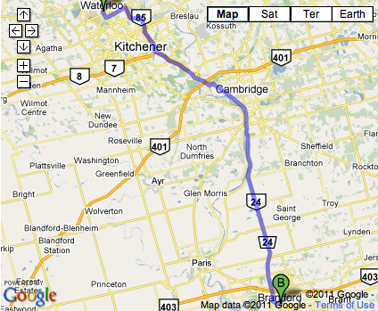 How to get from Waterloo to Brantford